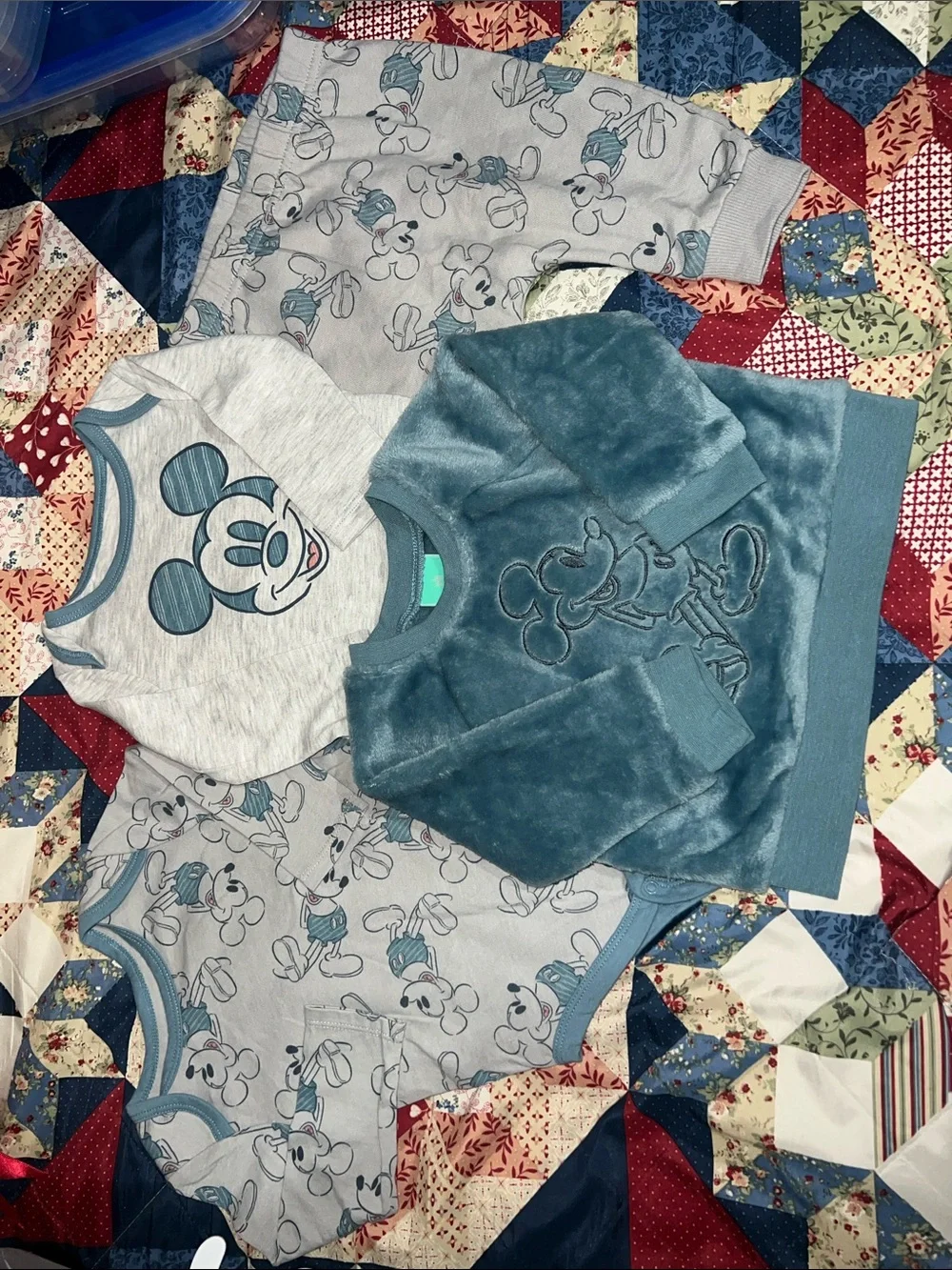Disney Boys Blue Mickey Mouse Pajama Tops - 4pc Set